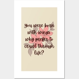 you were born with wings- Aesthetic Rumi quote Posters and Art